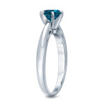 Blue Diamond Solitaire Engagement Ring with 1ct TDW and 6-Prong Round Cut by Yaffie Gold