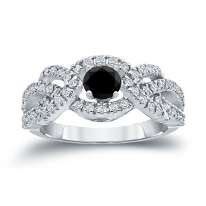 Yaffie ™ Custom-designed 1-carat TDW Black and White Diamond Engagement Ring in Gold