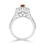 Golden Yaffie with 1 Carat of Brown Round Diamonds, Double Halo Engagement Ring
