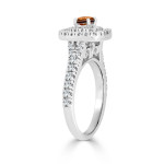 Golden Yaffie with 1 Carat of Brown Round Diamonds, Double Halo Engagement Ring