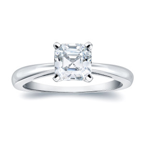Certified Asscher-Cut Solitaire Ring with Yaffie Gold and 1ct TDW Diamond