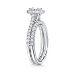 Certified Princess Diamond Halo Bridal Ring Set - Yaffie Gold 1ct TDW