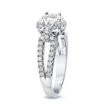 Certified Round Cut Diamond Halo Engagement Ring - Yaffie Gold 1ct TDW