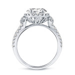 Certified Round Cut Diamond Halo Engagement Ring - Yaffie Gold 1ct TDW