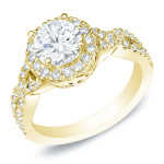 Certified Round Diamond Engagement Ring - Yaffie Gold 1ct TDW