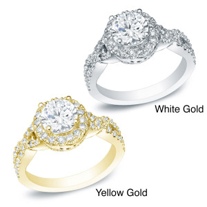 Certified Round Diamond Engagement Ring - Yaffie Gold 1ct TDW