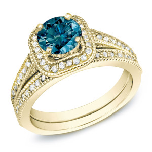 Golden Yaffie Bridal Ring Set with 1ct TDW of Diamond