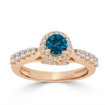 Engage with elegance in Yaffie 1ct Round Blue Diamond Halo Ring.