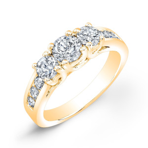 The Stunning Yaffie Gold 1ct TDW Round Diamond 3-stone Engagement Ring
