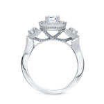 Sparkling Yaffie Gold Halo Diamond Engagement Ring - 1ct Total