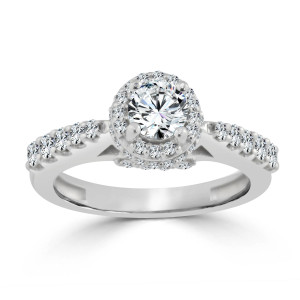 Engage in Elegance with Yaffie Gold 1ct Total Diamond Weight Round Halo Engagement Ring
