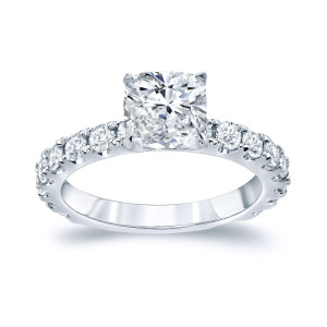 Certified Cushion Diamond Engagement Ring - Yaffie Gold, 2.5ct TDW