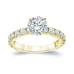 Certified Round Diamond Engagement Ring - Yaffie Gold, 2.5ct TDW
