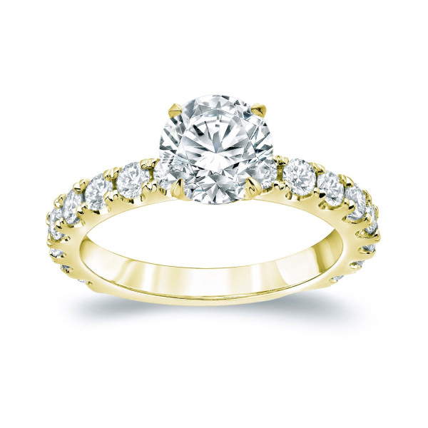 Certified Round Diamond Engagement Ring - Yaffie Gold, 2.5ct TDW