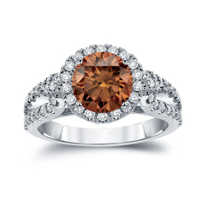 Engagement Ring with Brown Diamond Halo - Yaffie Gold (2.33ct)