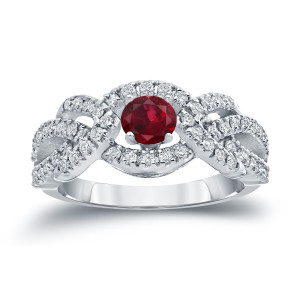 Sparkling Yaffie Gold Engagement Ring with Ruby and Diamond Accentuates Your Love