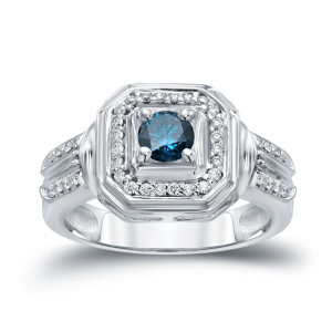 Blue Diamond Engagement Ring with Yaffie Gold, 2/5ct TDW