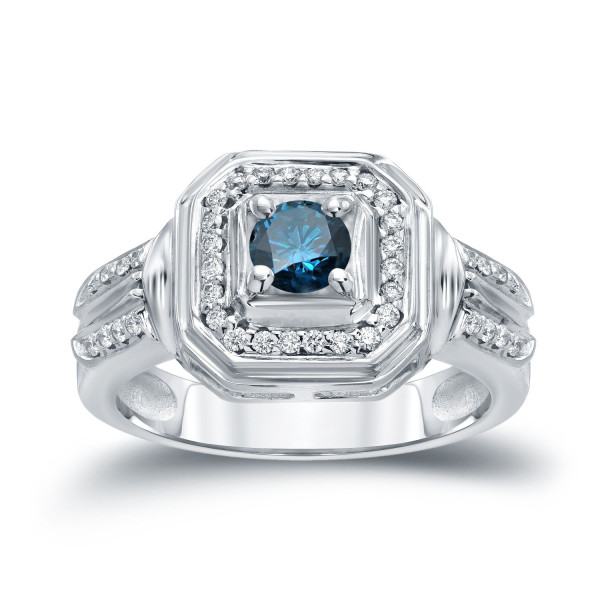 Blue Diamond Engagement Ring with Yaffie Gold, 2/5ct TDW