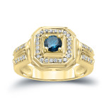 Blue Diamond Engagement Ring with Yaffie Gold, 2/5ct TDW