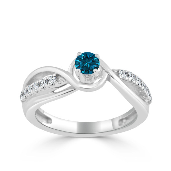 Blue Diamond Engagement Ring with Yaffie Gold, 2/5ct TDW