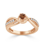 Stunning Yaffie Gold Engagement Ring with 2/5ct TDW Round Brown Diamonds