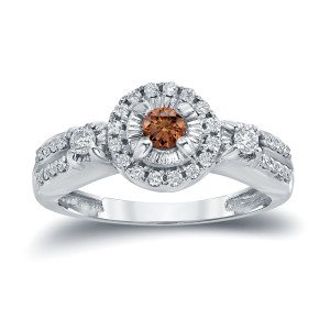 Brown and White Diamond Engagement Ring - Yaffie Gold 2/5ct TDW