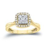 Engagement Bliss - Yaffie Glittering Diamond Cluster Ring with 2/5ct TDW