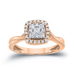 Engagement Bliss - Yaffie Glittering Diamond Cluster Ring with 2/5ct TDW