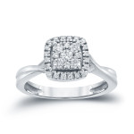 Engagement Bliss - Yaffie Glittering Diamond Cluster Ring with 2/5ct TDW