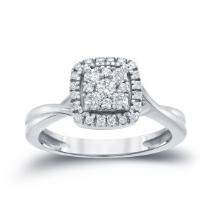 Engagement Bliss - Yaffie Glittering Diamond Cluster Ring with 2/5ct TDW