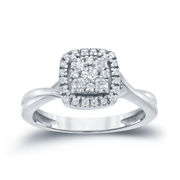 Engagement Bliss - Yaffie Glittering Diamond Cluster Ring with 2/5ct TDW