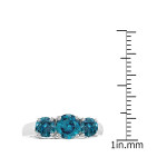 Gold Yaffie Ring featuring 2ct of Brilliant Blue Round Diamonds in a Three-stone setting