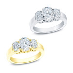Certified Yaffie Gold 2ct TDW 3-Stone Diamond Ring