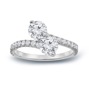 Golden Yaffie - A 2ct TDW Diamond 2-Stone Engagement Ring with 3 Prongs.
