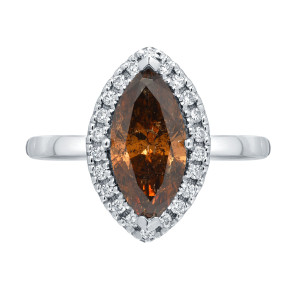 Browns and Whites Marquise Halo Diamond Ring - Yaffie Gold 2ct TDW