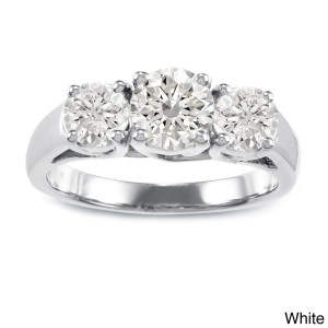 Shimmering Yaffie Gold 2ct TDW Round Diamond Trio Engagement Ring.