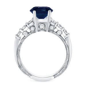 Sparkling Blue Sapphire and Diamond Engagement Ring with 1.5ct Total Weight