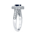 Dazzling Blue Sapphire and Diamond Halo Engagement Ring, Yaffie Gold