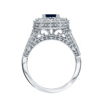 Dazzling Blue Sapphire and Diamond Halo Engagement Ring, Yaffie Gold