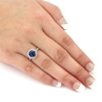 Blue Sapphire and Round Diamond Engagement Ring with Yaffie Gold