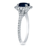Blue Sapphire and Round Diamond Engagement Ring with Yaffie Gold