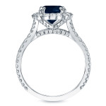 Blue Sapphire and Round Diamond Engagement Ring with Yaffie Gold