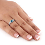 Sparkling Blue Diamond Trio - Yaffie Gold Engagement Ring