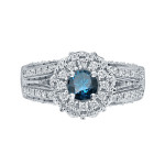 Blue Halo Diamond Engagement Ring with 3/4ct TDW by Yaffie Gold