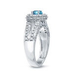 Blue Halo Diamond Engagement Ring with 3/4ct TDW by Yaffie Gold