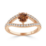 Brown Round Diamond Engagement Ring - Yaffie Gold 3/4ct TDW