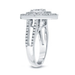 Golden Yaffie Engagement Ring with a 3/4 Carat Round Diamond Halo