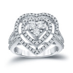 Golden Yaffie Engagement Ring with a 3/4 Carat Round Diamond Halo