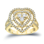 Golden Yaffie Engagement Ring with a 3/4 Carat Round Diamond Halo