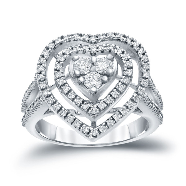 Golden Yaffie Engagement Ring with a 3/4 Carat Round Diamond Halo